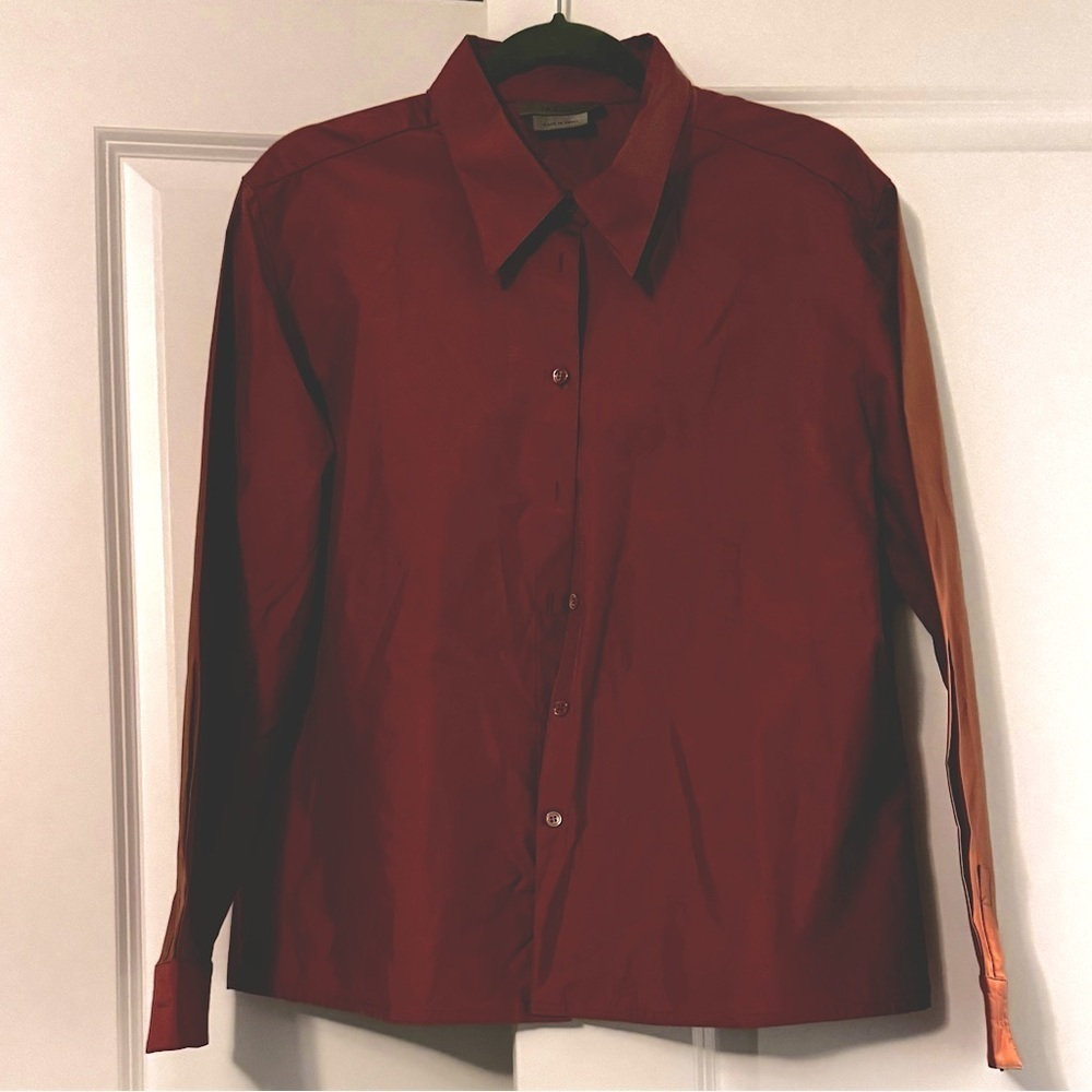 Jaeger Silk Button Down With Glossy Look - image 1
